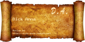 Dick Anna névjegykártya